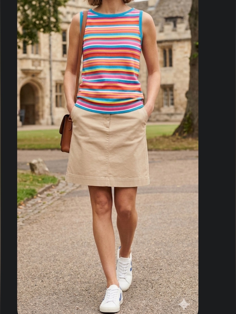 Jones New York Preppy Sleeveless Sweater Top- Blue Orange Yellow